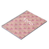 Rosa violette Blumen und schwarze Polka-Punkte Notizblock (Linke Seite)