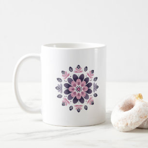 Rosa & violette florale Mandala - Skandinavisch Kaffeetasse