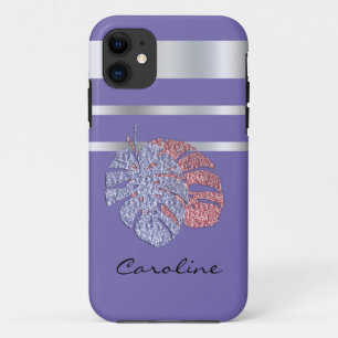Rosa violette Glitzer glänzen Monstera tropische B Case-Mate iPhone Hülle