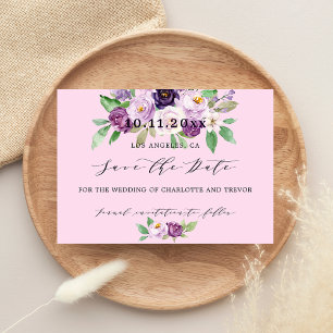 Rosa violette Hochzeitsblumen Save The Date