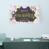 Rosa-violette Märchenblumen zum Thema Geburtstag Banner (Messeveranstaltung)