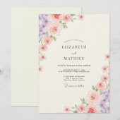 Rosa-violette Pfingstrosen-Hochzeit Einladung (Vorne/Hinten)