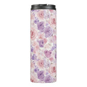 Rosa violette rosafarbene Blumen Herzen Thermosbecher (Rückseite)