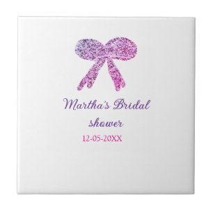 Rosa violette Schleife Funkeln Glitter Brautparty  Fliese