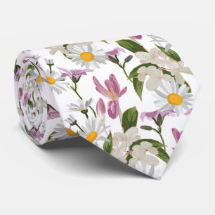 Rosa violette tropische Margerite und Lilien Wildb Krawatte
