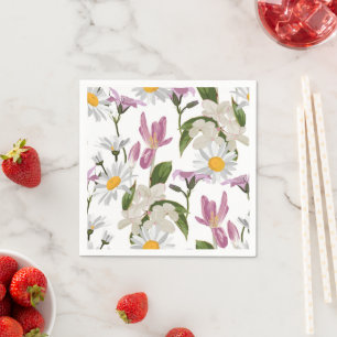 Rosa violette tropische Margerite und wilde Lilien Serviette