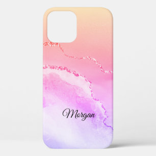Rosa, violette und gelbe Achat, DIY-Name in schwar Case-Mate iPhone Hülle