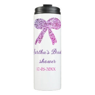Rosa violetter Bogen Glitter Glanz Brautparty Name Thermosbecher