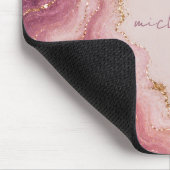 Rosa Violetter Geode-Marmor Gold Personalisierter Mousepad (Ecke)