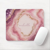Rosa Violetter Geode-Marmor Gold Personalisierter Mousepad (Mit Mouse)
