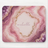 Rosa Violetter Geode-Marmor Gold Personalisierter Mousepad (Vorne)