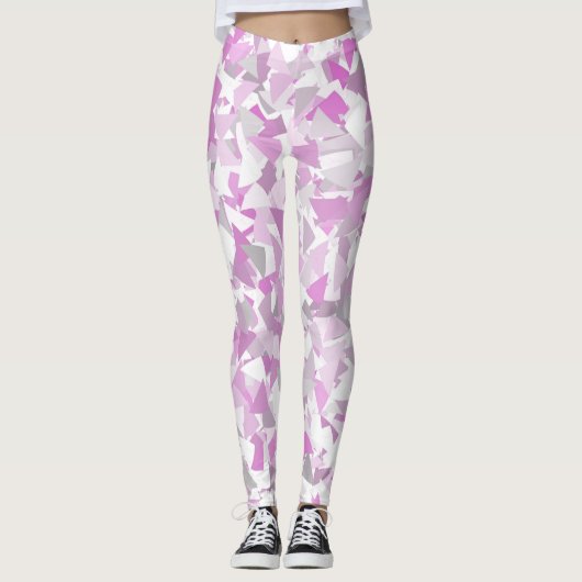Rosa violettes Dreieckmuster Leggings (Vorderseite)