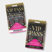 Rosa VIP-Pass Hollywood Red Carpet Geburtstag Ausweis (Vorder- & Rückseite)
