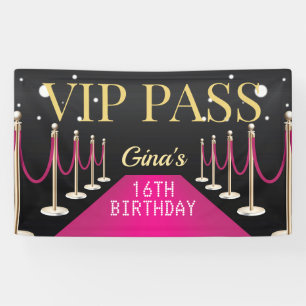Rosa VIP-Pass Hollywood Red Carpet Geburtstag Banner