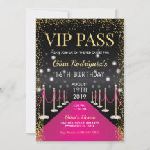 Rosa VIP-Pass Hollywood Red Carpet Geburtstag