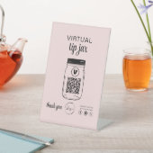 Rosa Virtual Tipp Jar QR-Logo Weiß Sockelschild (In SItu)