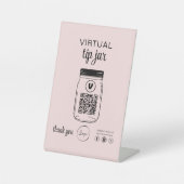Rosa Virtual Tipp Jar QR-Logo Weiß Sockelschild (Vorderseite)