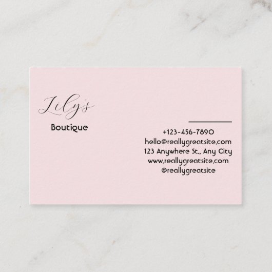 Rosa Visitenkarte (Rückseite)