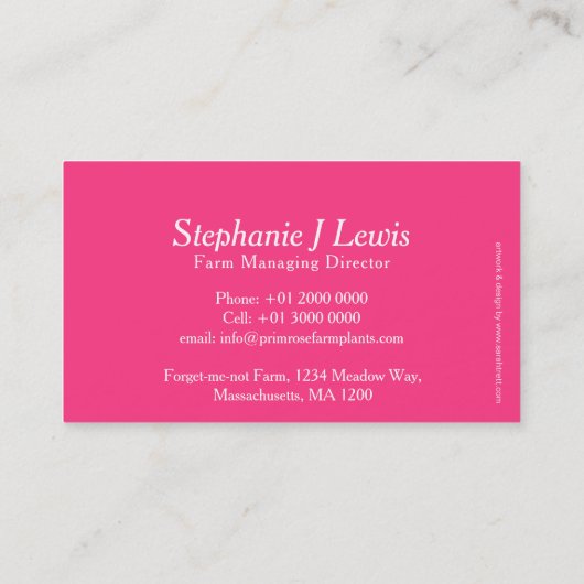 Rosa Visitenkarte (Rückseite)