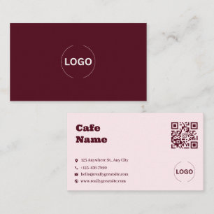 Rosa Visitenkarte für Coffeeshops mit QR-Code