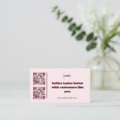 Rosa Visitenkarte für Coffeeshops mit QR-Code (Stehend Vorderseite)
