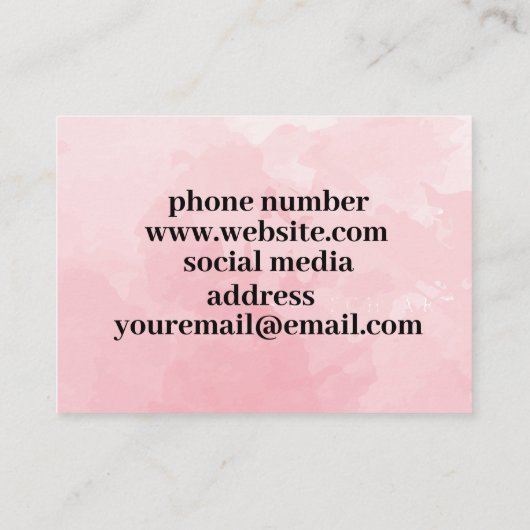 Rosa Visitenkarte mit QL-Code und Logo (Rückseite)