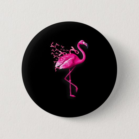 Rosa Vogel Flamingo Brustkrebsbewusstsein  Button (Vorderseite)