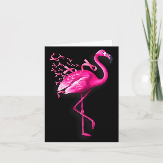 Rosa Vogel Flamingo Brustkrebsbewusstsein Karte (Vorderseite)