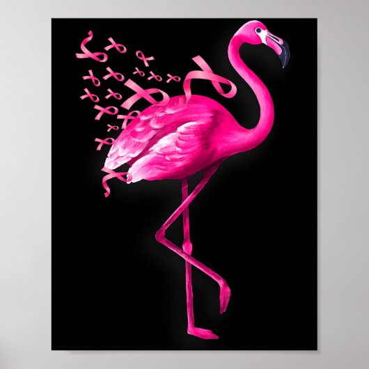 Rosa Vogel Flamingo Brustkrebsbewusstsein Poster (Vorne)
