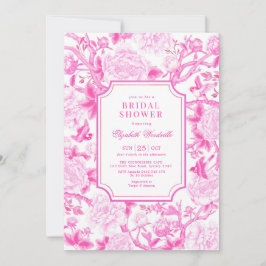 Rosa Vögel & Peonies Chinoiserie Brautparty Einladung