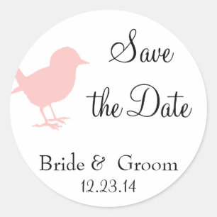 Rosa Vogel Save the Date Aufkleber