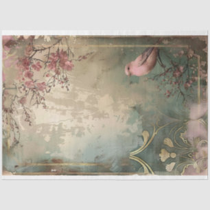 Rosa Vogel Shabby Chic Floral Art Deco Stil  Seidenpapier