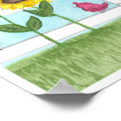 Rosa Vögel & Sonnenblumen Poster (Ecke)