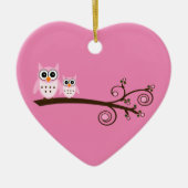 Rosa Vögel Thema Weihnachtsdekoration Keramikornament (Vorne)