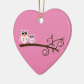 Rosa Vögel Thema Weihnachtsdekoration Keramikornament (Links)