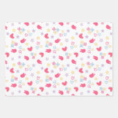 Rosa Vögel und Liebe Herz Geschenkpapier Set (Vorderseite)