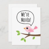 Rosa Vogel wir haben Änderung der Adresse bewegt v Ankündigungspostkarte (Vorne/Hinten)