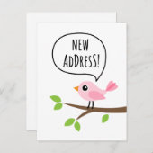 Rosa Vogeländerung der Adresse bewegt Ankündigungspostkarte (Vorne/Hinten)