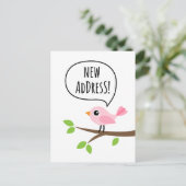 Rosa Vogeländerung der Adresse bewegt Ankündigungspostkarte (Stehend Vorderseite)
