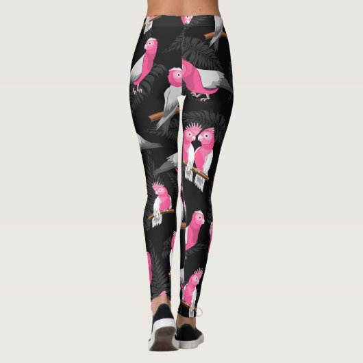 Rosa-Vogelgalah-Kakadu-Muster Leggings (Rückseite)
