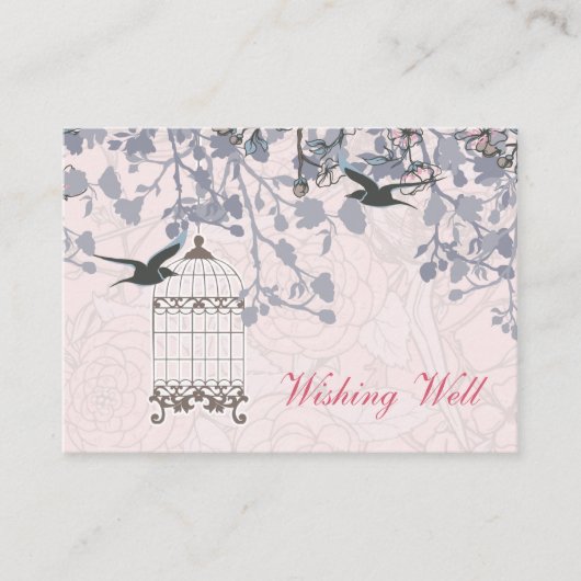 Rosa Vogelkäfig, liebende Vögel, die gute Karten w (Vorderseite)