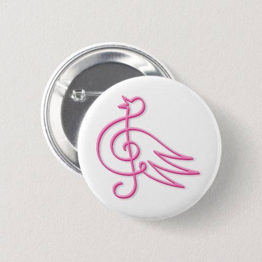 Rosa Vogelmusik Button (Vorne & Hinten)