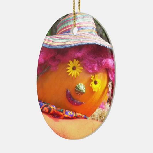 Rosa Vogelscheuche-Dame Keramikornament (Links)