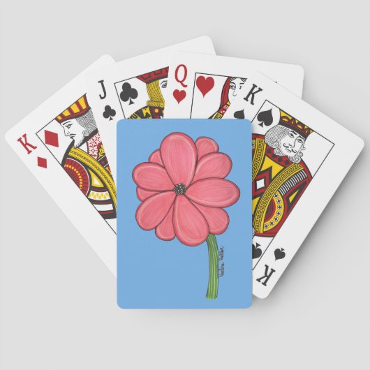 Rosa Vollblüte Spielkarten (Rückseite)