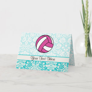 rosa Volleyball; Damask Muster Karte