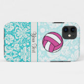Rosa Volleyball; Damaskusmuster Case-Mate iPhone Hülle (Rückseite (Horizontal))