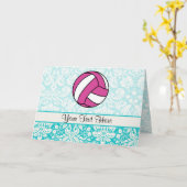 Rosa Volleyball; Damaskusmuster Karte (Gelbe Blume)