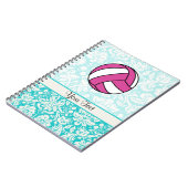 Rosa Volleyball; Damast-Muster Notizblock (Linke Seite)