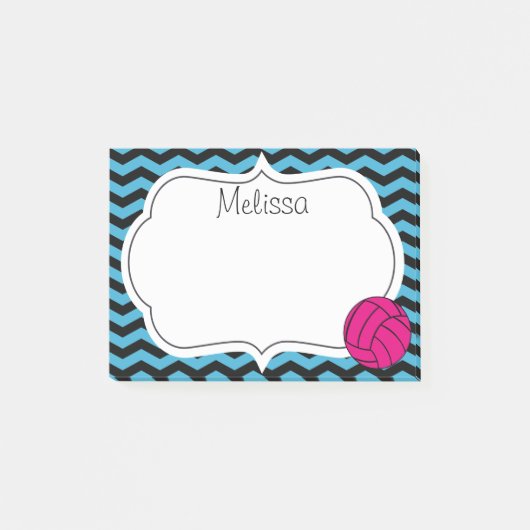 Rosa Volleyball-Zickzack Post-it Klebezettel (Vorderseite)