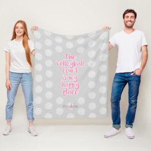 Rosa Volleyballfeld mein glücklicher Ort Typografi Fleecedecke